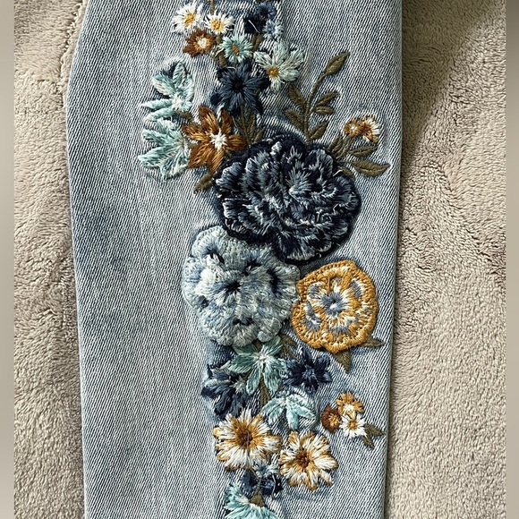 Driftwood Jackie High Rise Skinny Jeans Floral Embroidered Y2K 90’s Size 24 - Picture 10 of 15